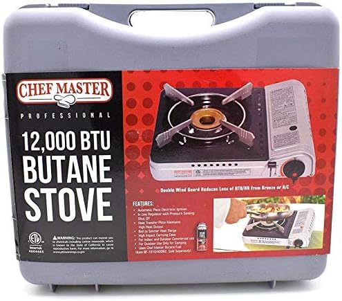 Chef Master 90235 Butane Countertop Stove 12,000 BTU, Professional Quality, Portable, with Carry Case, High Performance, Electronic Ignition, Brass Burner, Double Wind Guard, 1 Burner - Image 6