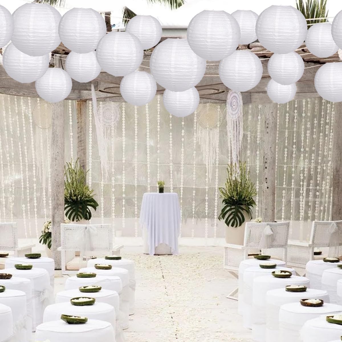 Paper Lanterns Party Decorations, Hanging Paper Lanterns for Wedding Graduation White Birthday Decorations Round Chinese Lanterns Pack of 20 White - Image 4